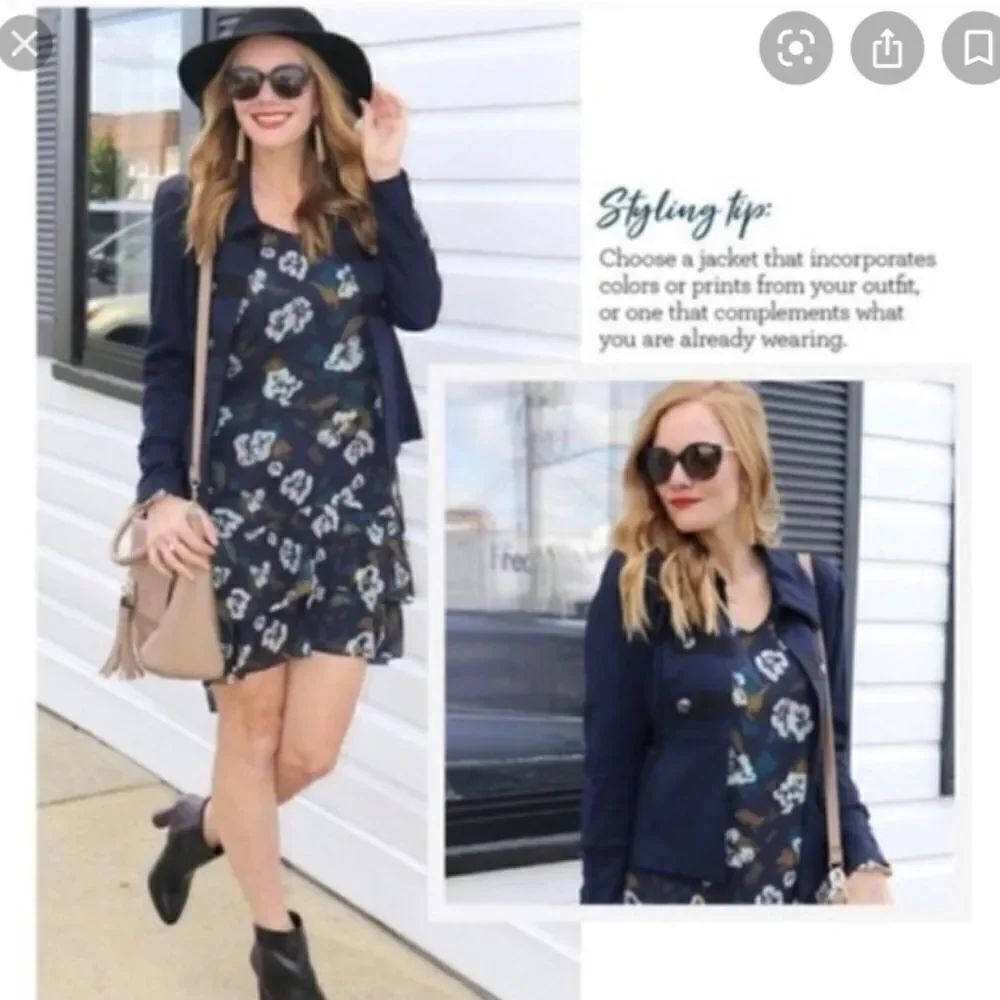 CAbi Blue Multicolor #3460 Pirouette Floral Dress